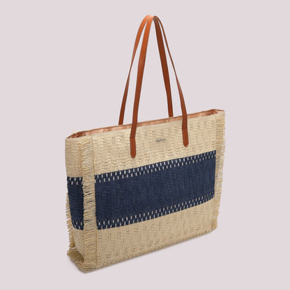 BORSA SHOPPER CON STRISCIA COLORATA