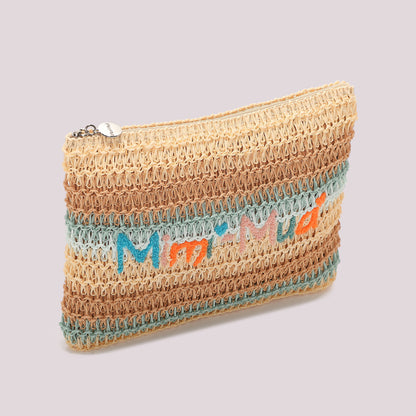 PORTAOGGETTI A RIGHE IN STRAW PAPER E LOGO