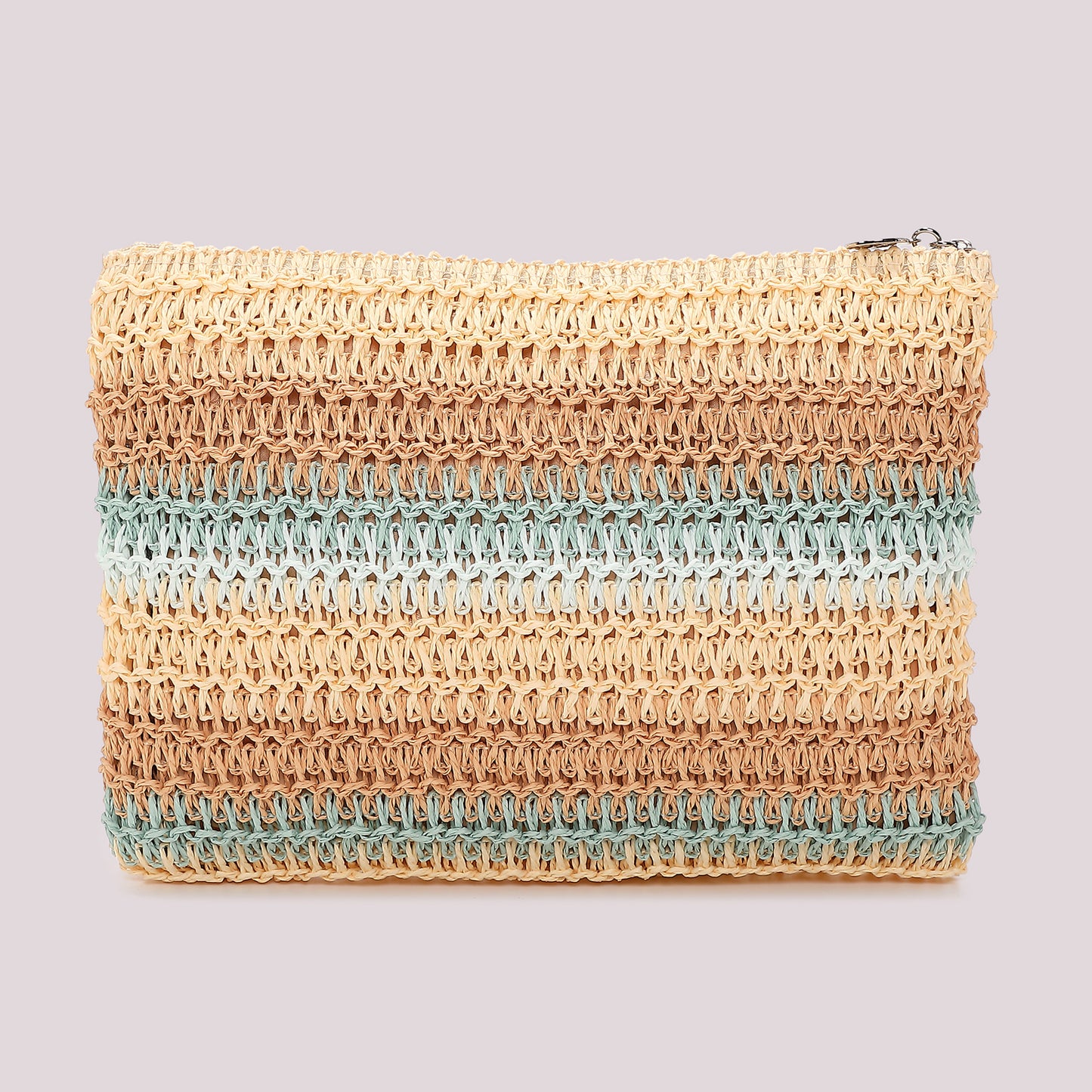 PORTAOGGETTI A RIGHE IN STRAW PAPER E LOGO