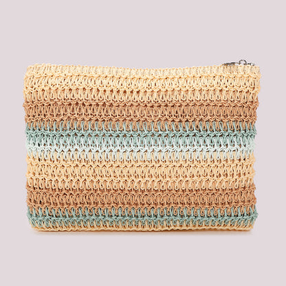 PORTAOGGETTI A RIGHE IN STRAW PAPER E LOGO