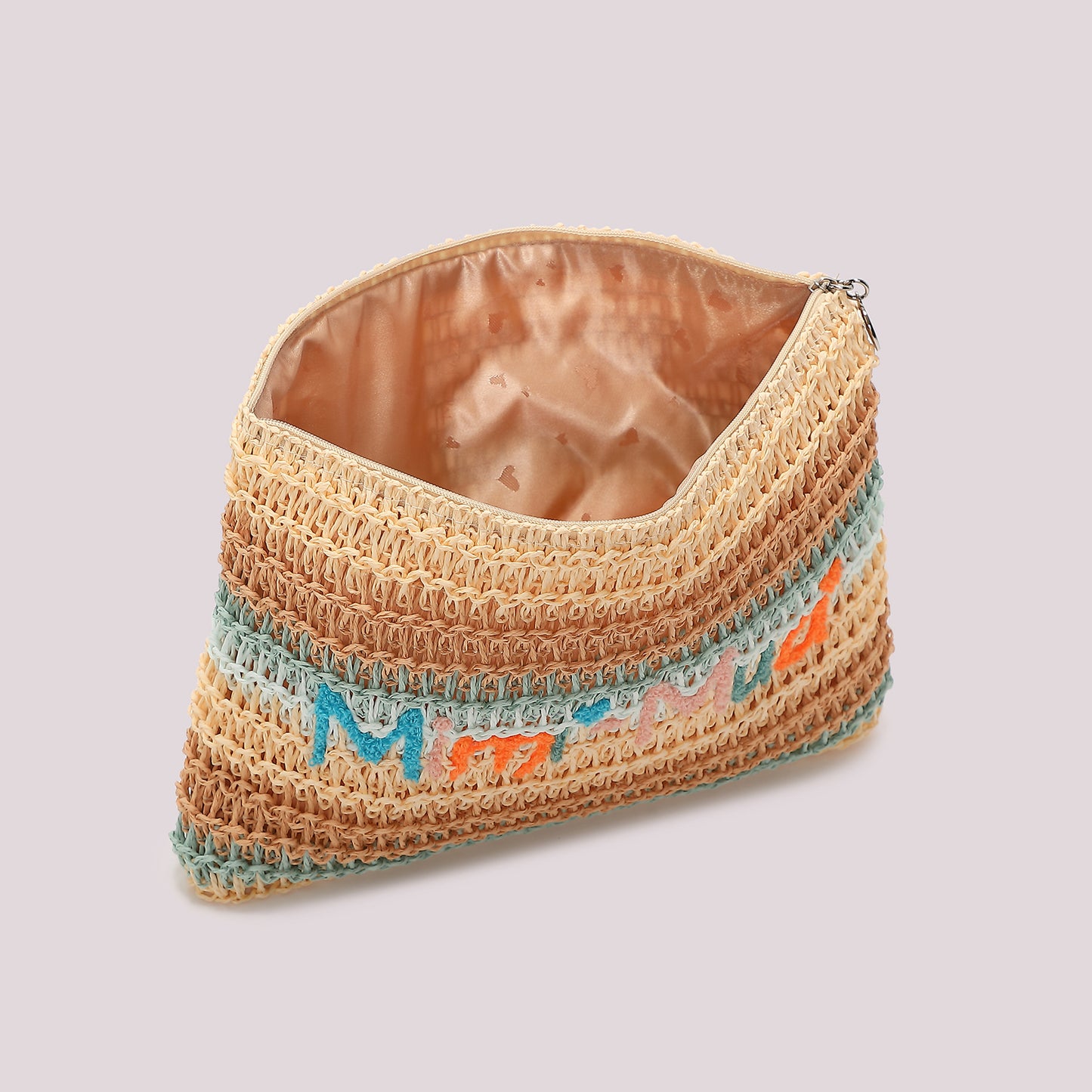 PORTAOGGETTI A RIGHE IN STRAW PAPER E LOGO