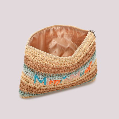PORTAOGGETTI A RIGHE IN STRAW PAPER E LOGO