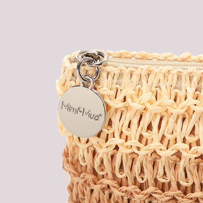 PORTAOGGETTI A RIGHE IN STRAW PAPER E LOGO