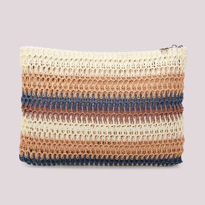PORTAOGGETTI A RIGHE IN STRAW PAPER E LOGO