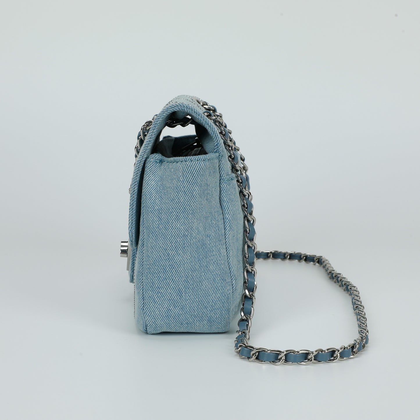 BORSA A SPALLA IN JEANS CON STRASS