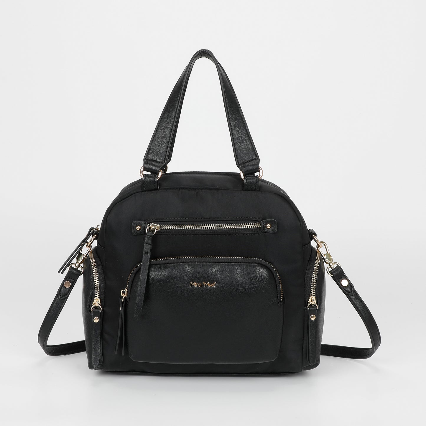 BORSA BAULETTO IN NYLON CON DETTAGLI IN PU