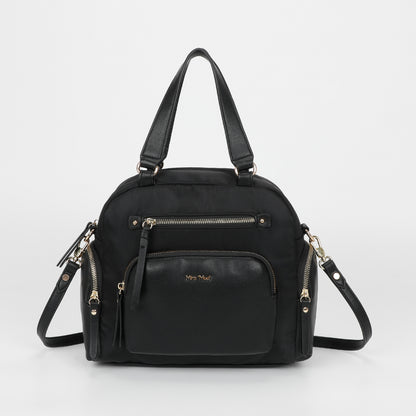 BORSA BAULETTO IN NYLON CON DETTAGLI IN PU