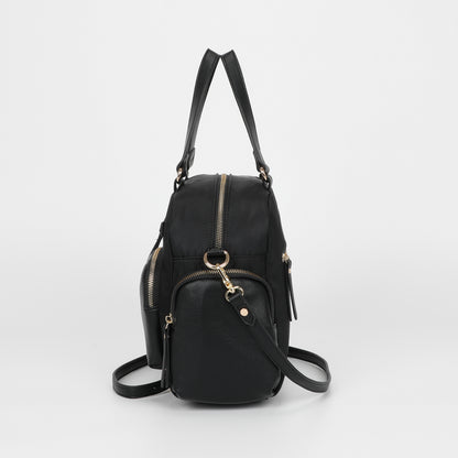 BORSA BAULETTO IN NYLON CON DETTAGLI IN PU
