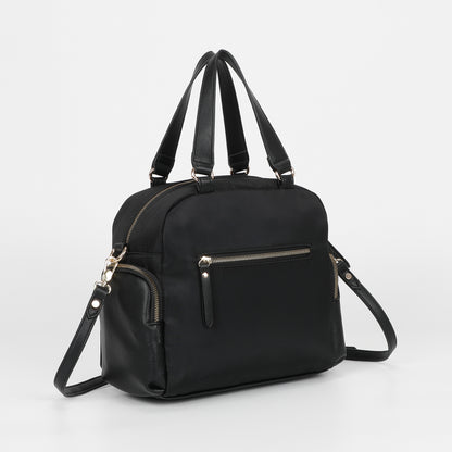 BORSA BAULETTO IN NYLON CON DETTAGLI IN PU