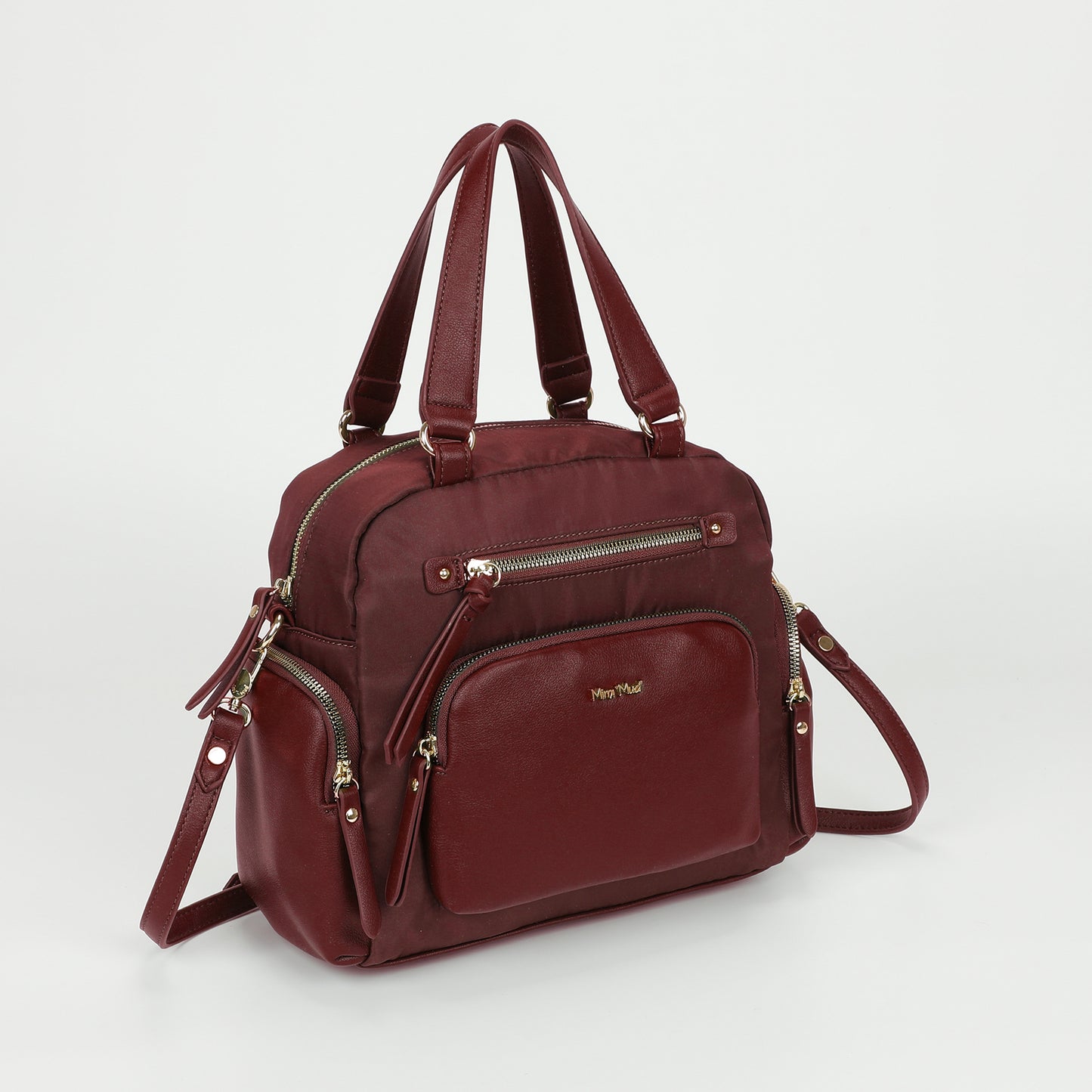 BORSA BAULETTO IN NYLON CON DETTAGLI IN PU