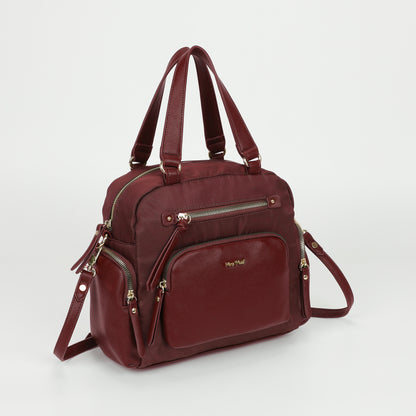BORSA BAULETTO IN NYLON CON DETTAGLI IN PU