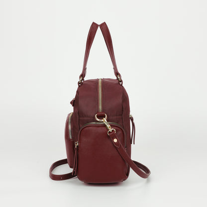 BORSA BAULETTO IN NYLON CON DETTAGLI IN PU
