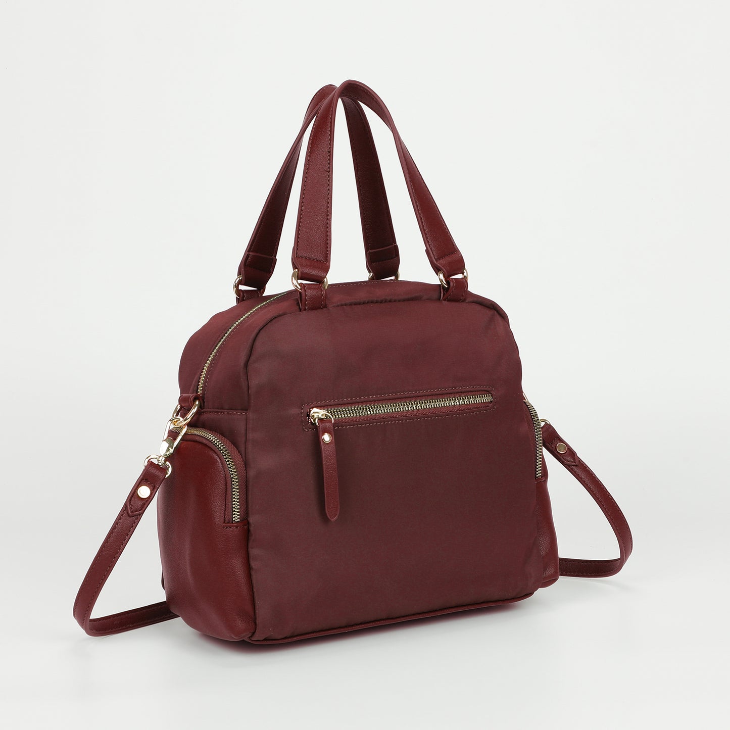 BORSA BAULETTO IN NYLON CON DETTAGLI IN PU