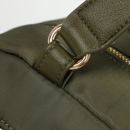 BORSA BAULETTO IN NYLON CON DETTAGLI IN PU
