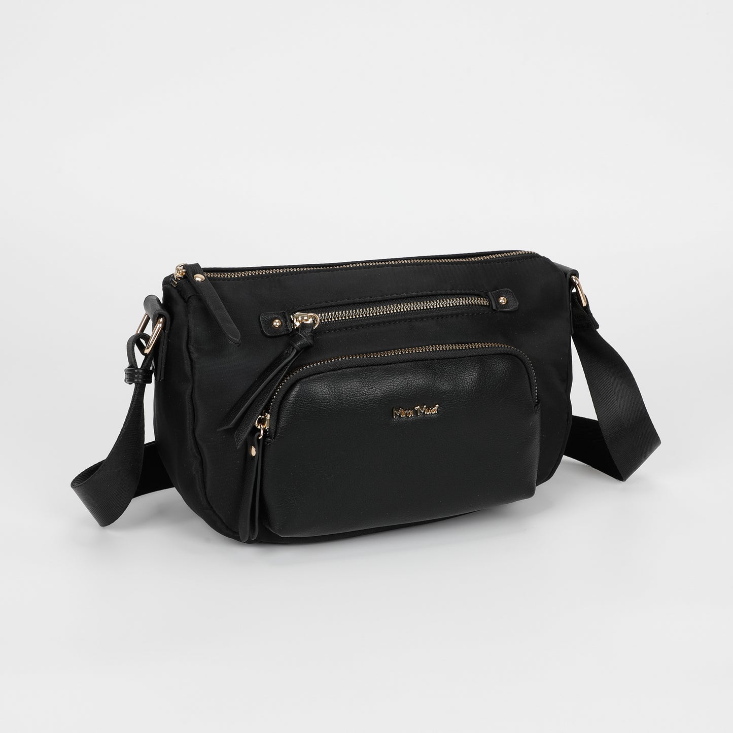 BORSA A TRACOLLA IN NYLON CON DETTAGLI IN PU