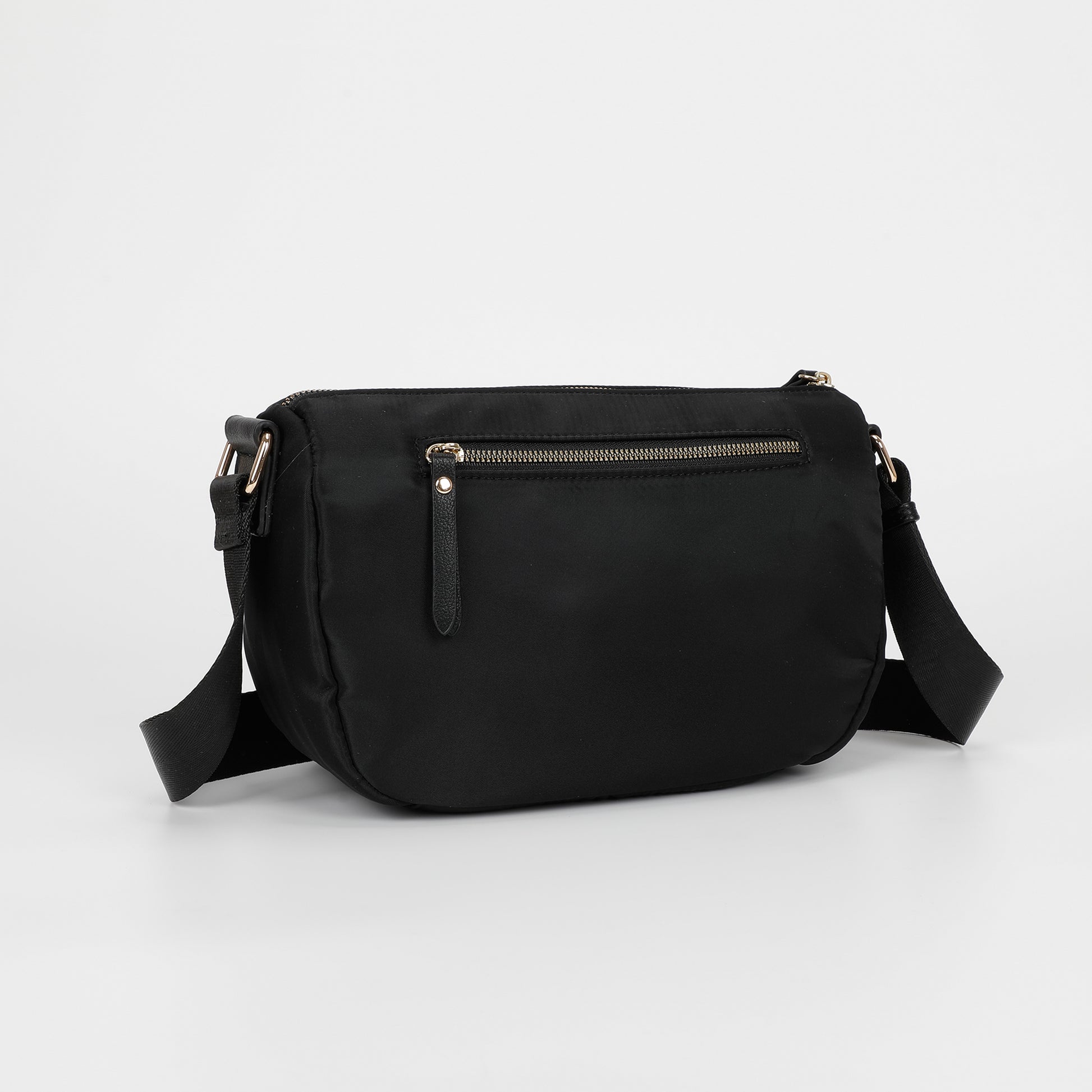 BORSA A TRACOLLA IN NYLON CON DETTAGLI IN PU