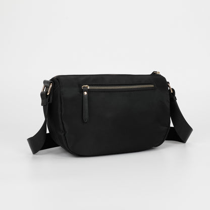 BORSA A TRACOLLA IN NYLON CON DETTAGLI IN PU