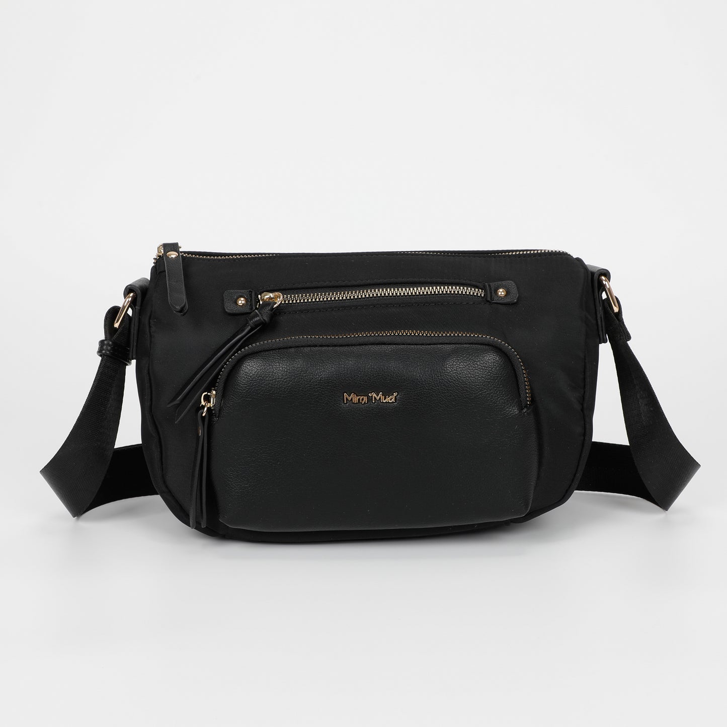 BORSA A TRACOLLA IN NYLON CON DETTAGLI IN PU