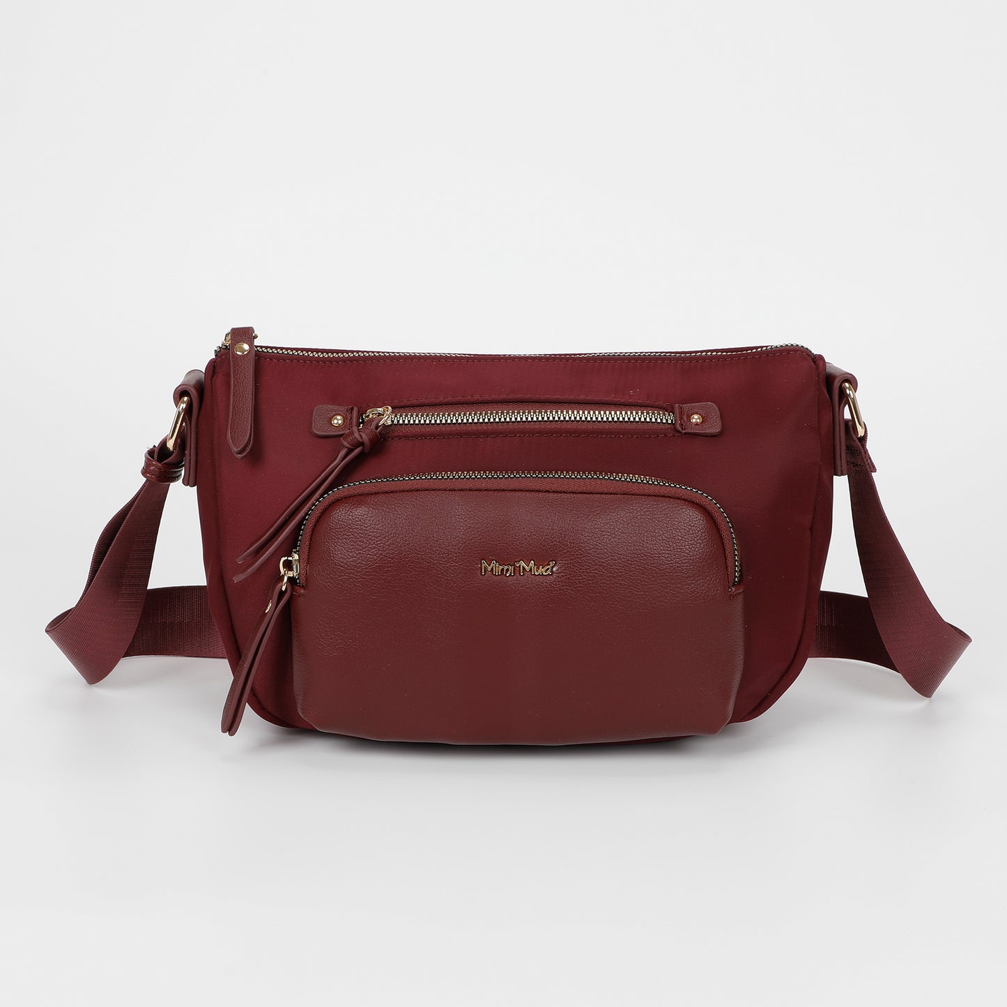 BORSA A TRACOLLA IN NYLON CON DETTAGLI IN PU