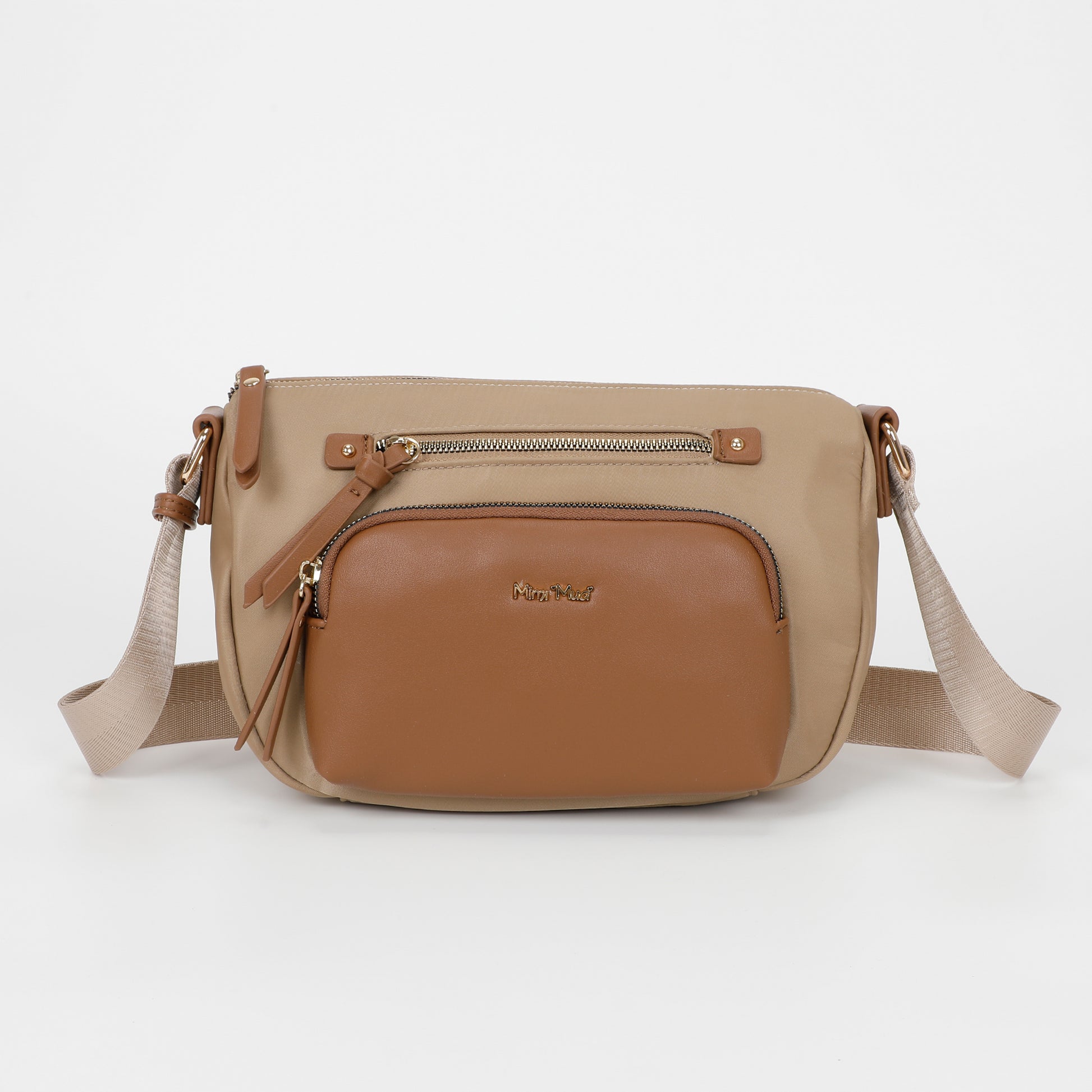 BORSA A TRACOLLA IN NYLON CON DETTAGLI IN PU