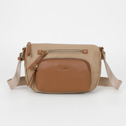 BORSA A TRACOLLA IN NYLON CON DETTAGLI IN PU
