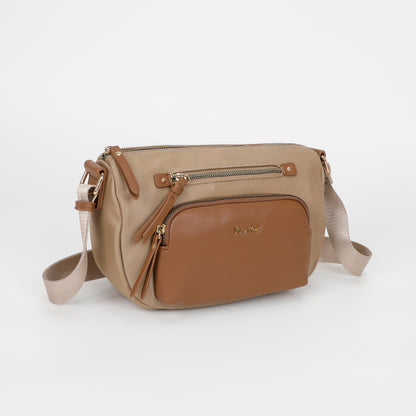 BORSA A TRACOLLA IN NYLON CON DETTAGLI IN PU