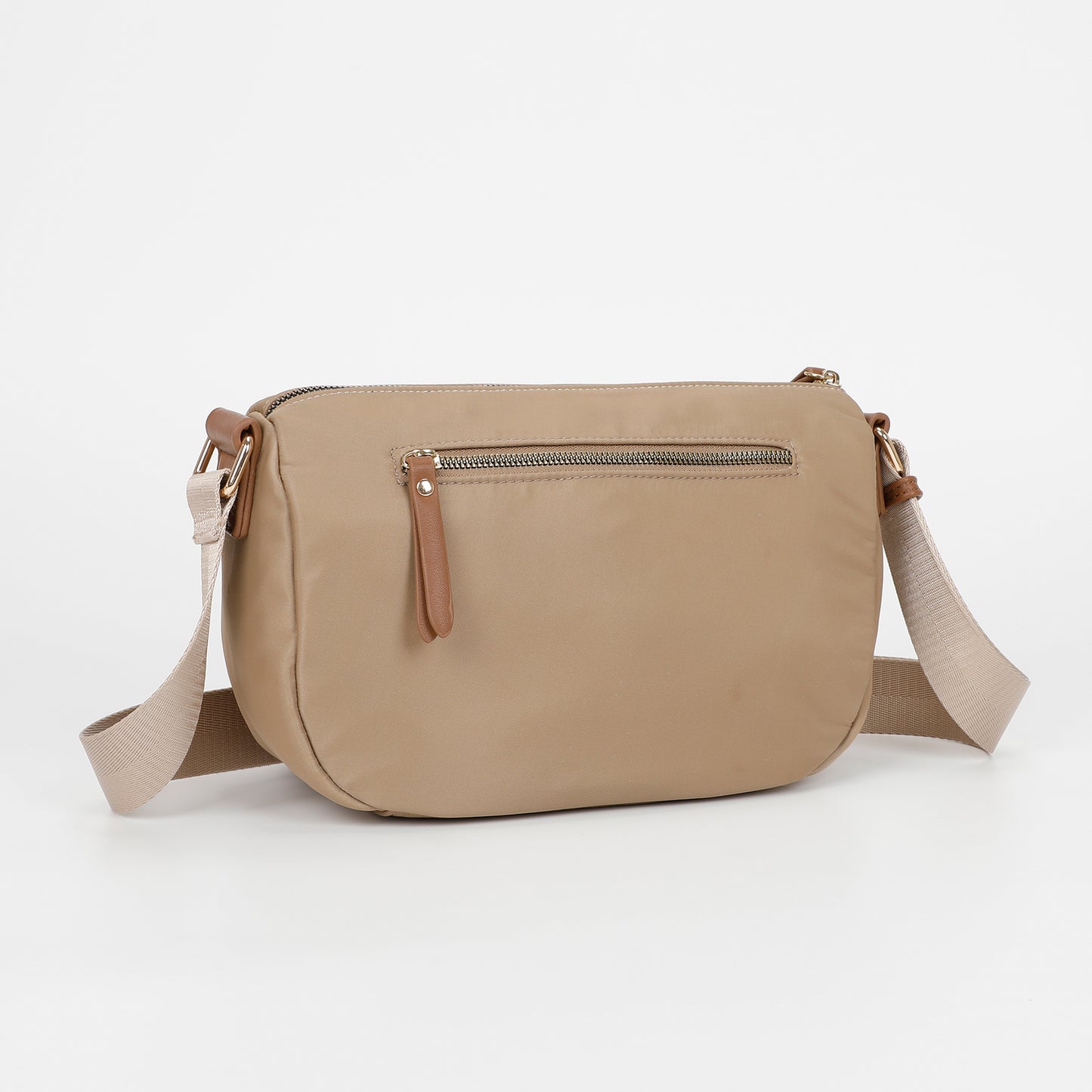BORSA A TRACOLLA IN NYLON CON DETTAGLI IN PU