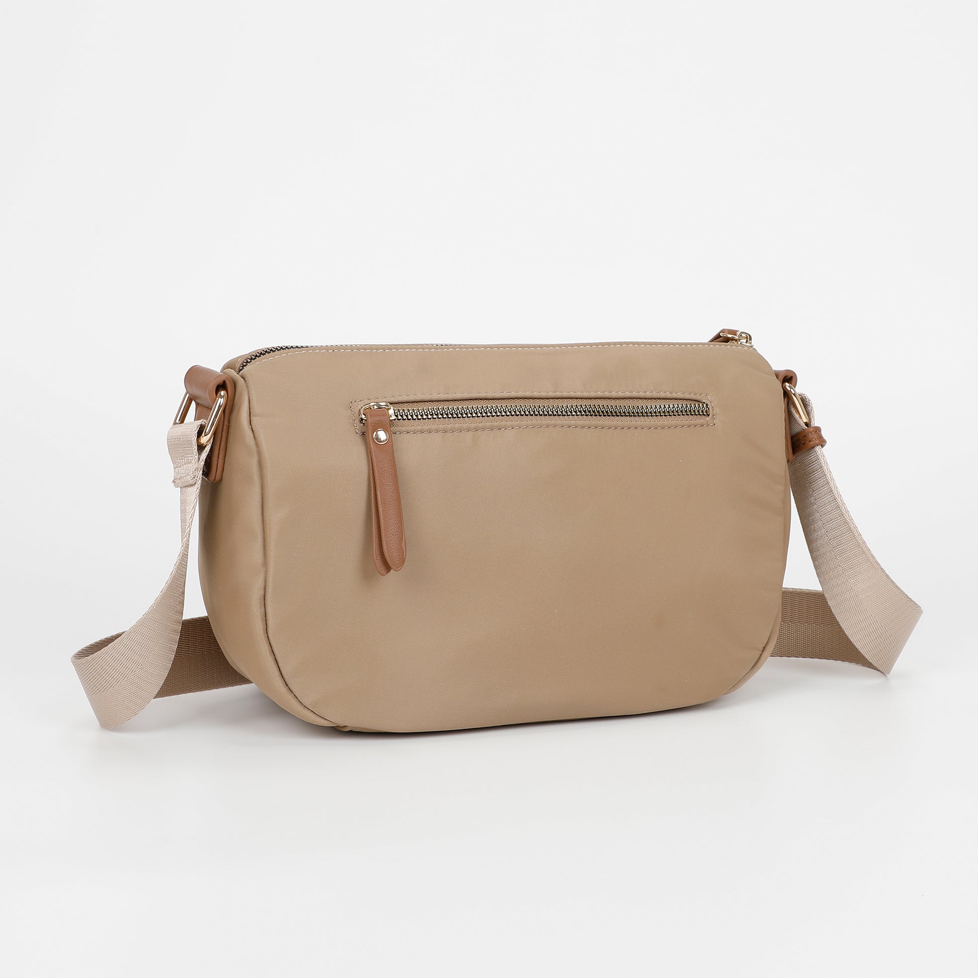 BORSA A TRACOLLA IN NYLON CON DETTAGLI IN PU
