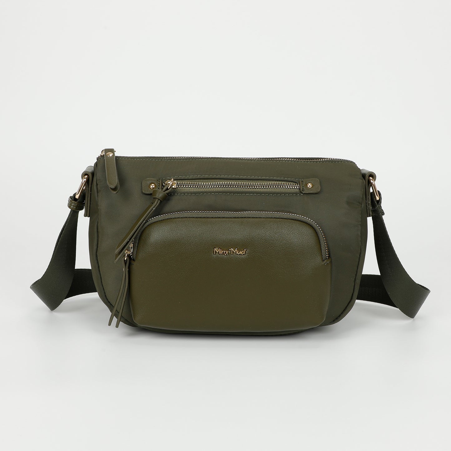 BORSA A TRACOLLA IN NYLON CON DETTAGLI IN PU