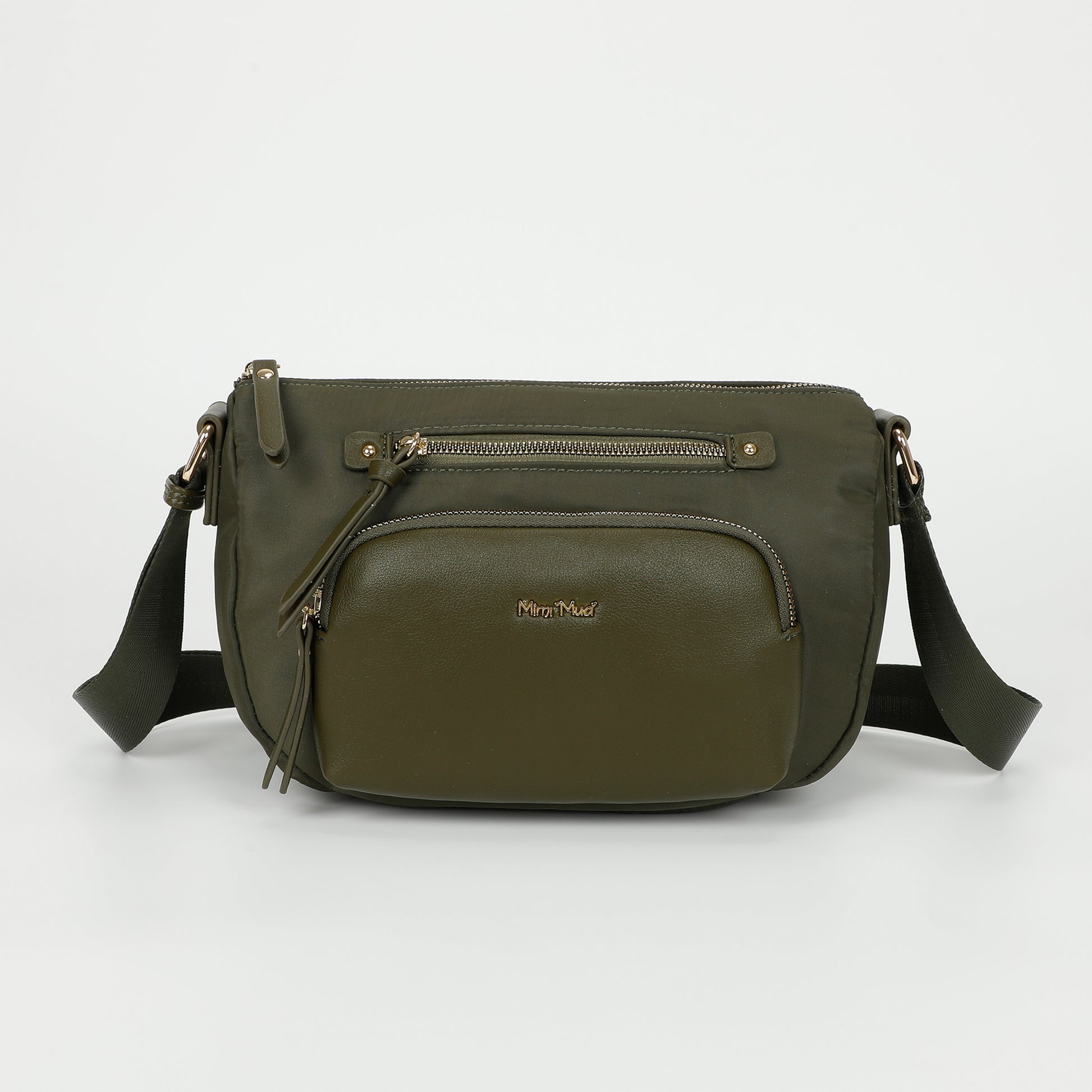 BORSA A TRACOLLA IN NYLON CON DETTAGLI IN PU