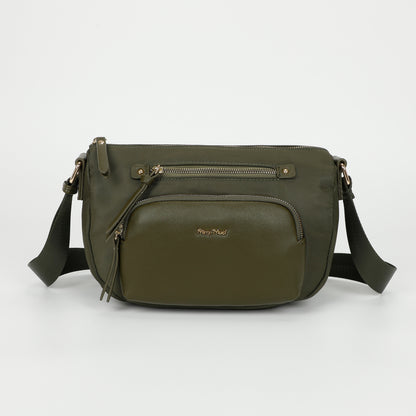 BORSA A TRACOLLA IN NYLON CON DETTAGLI IN PU