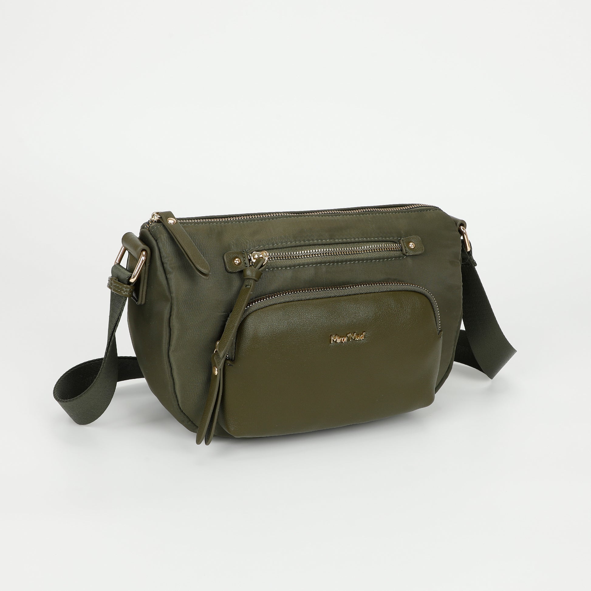 BORSA A TRACOLLA IN NYLON CON DETTAGLI IN PU