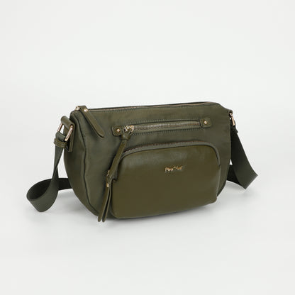 BORSA A TRACOLLA IN NYLON CON DETTAGLI IN PU