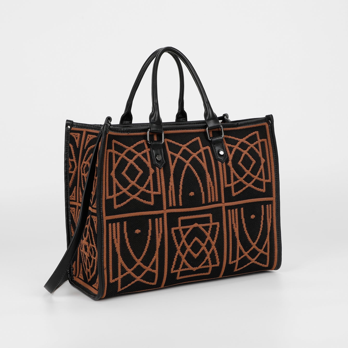 BORSA TOTE GRANDE CON DISEGNO RICAMATO