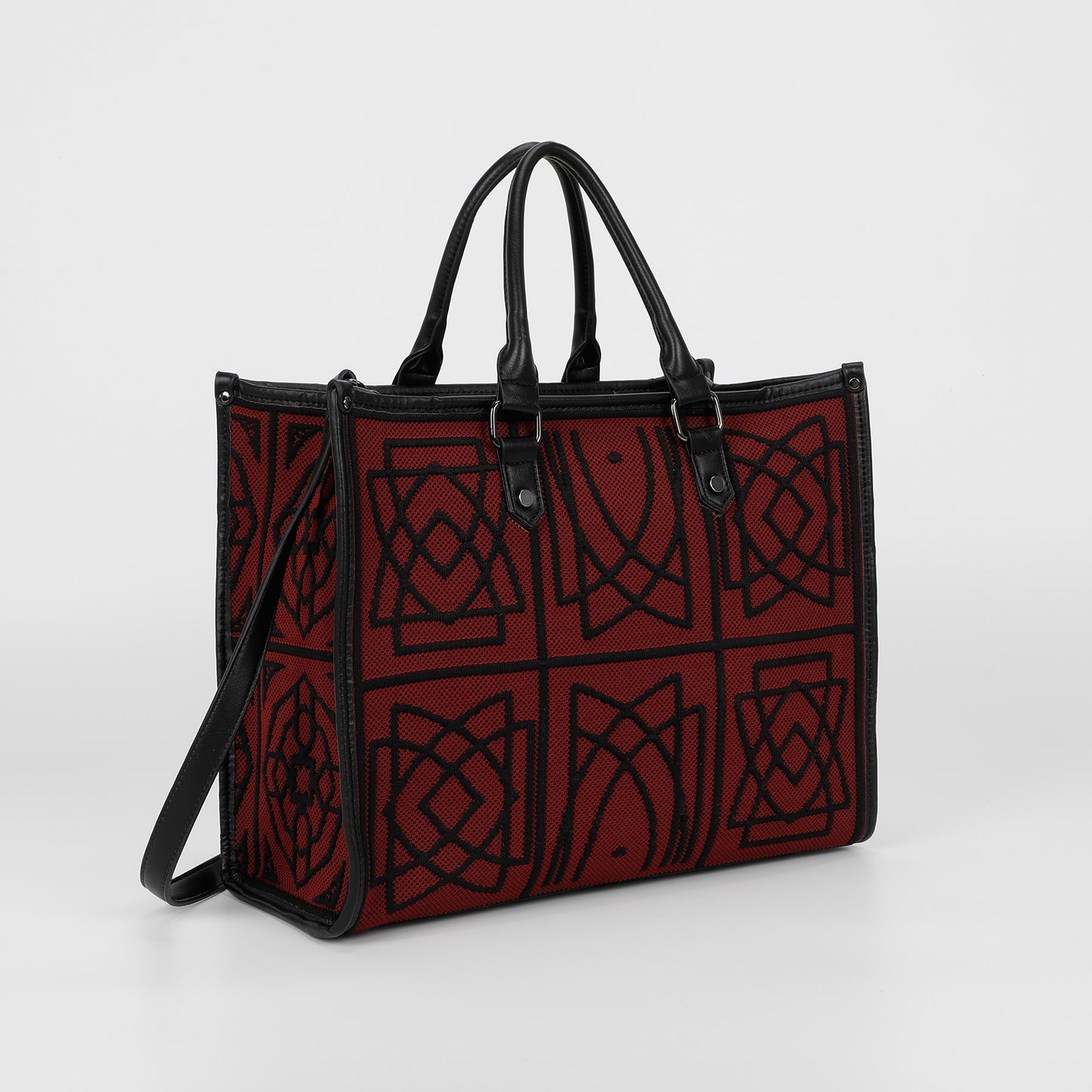 BORSA TOTE GRANDE CON DISEGNO RICAMATO