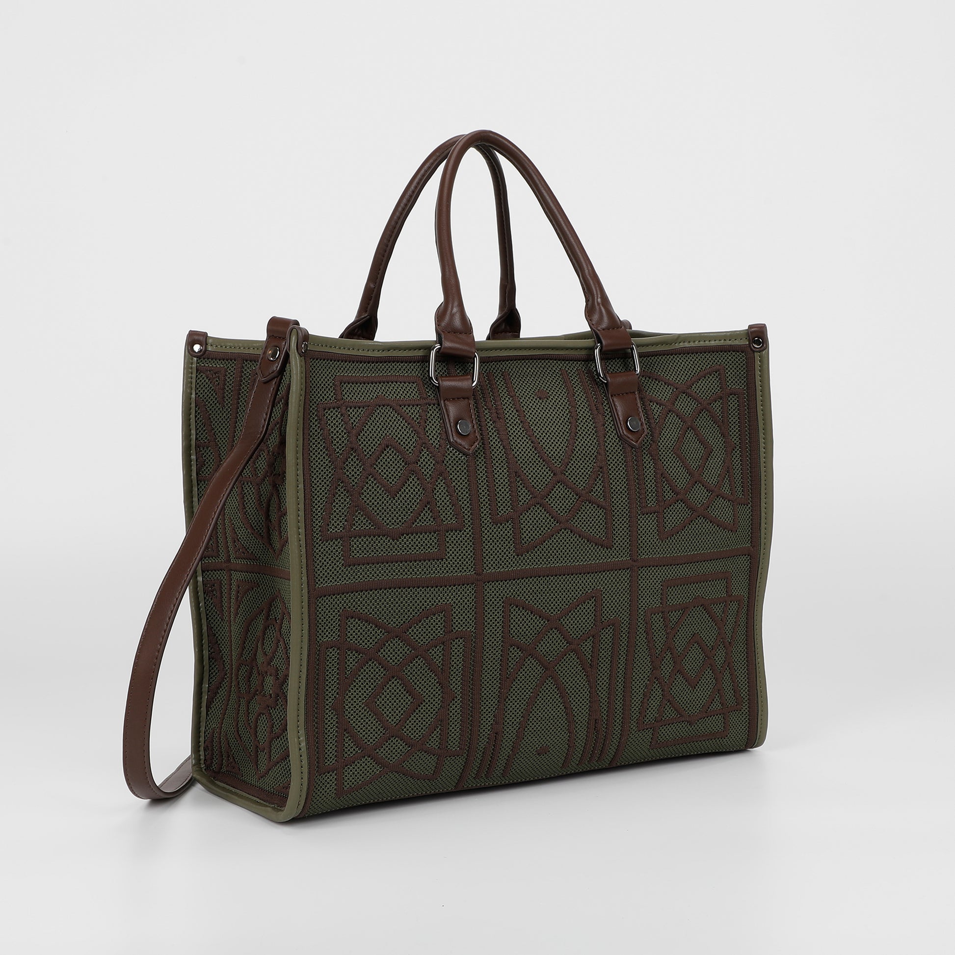 BORSA TOTE GRANDE CON DISEGNO RICAMATO