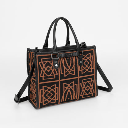 BORSA TOTE MEDIA CON DISEGNO RICAMATO