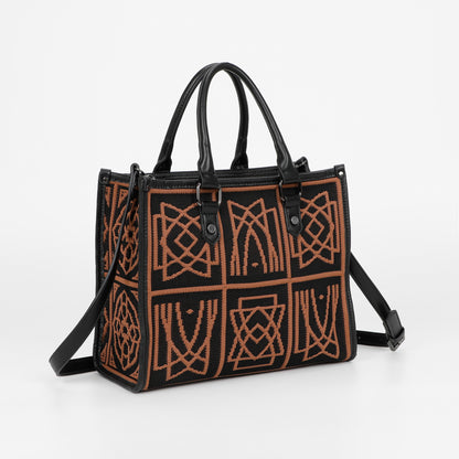 BORSA TOTE MEDIA CON DISEGNO RICAMATO