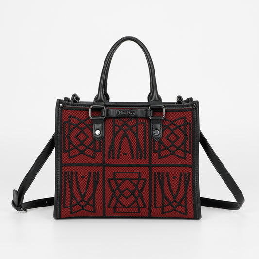 BORSA TOTE MEDIA CON DISEGNO RICAMATO