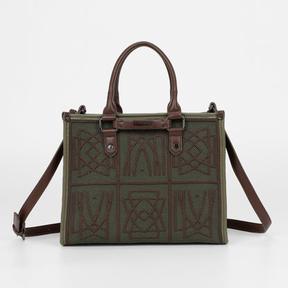 BORSA TOTE MEDIA CON DISEGNO RICAMATO