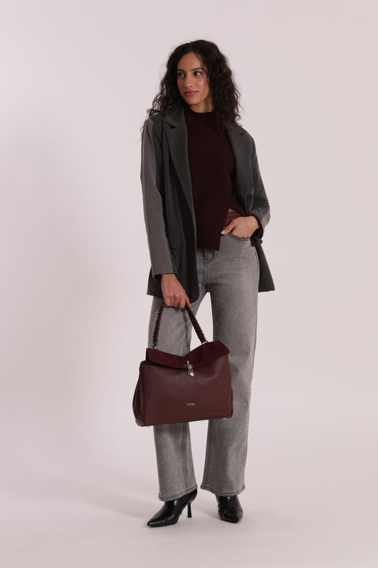 BORSA A SPALLA CON DETTAGLIO IN ECO SUEDE
