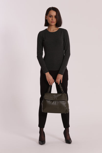 BORSA A SPALLA CON DETTAGLIO IN ECO SUEDE