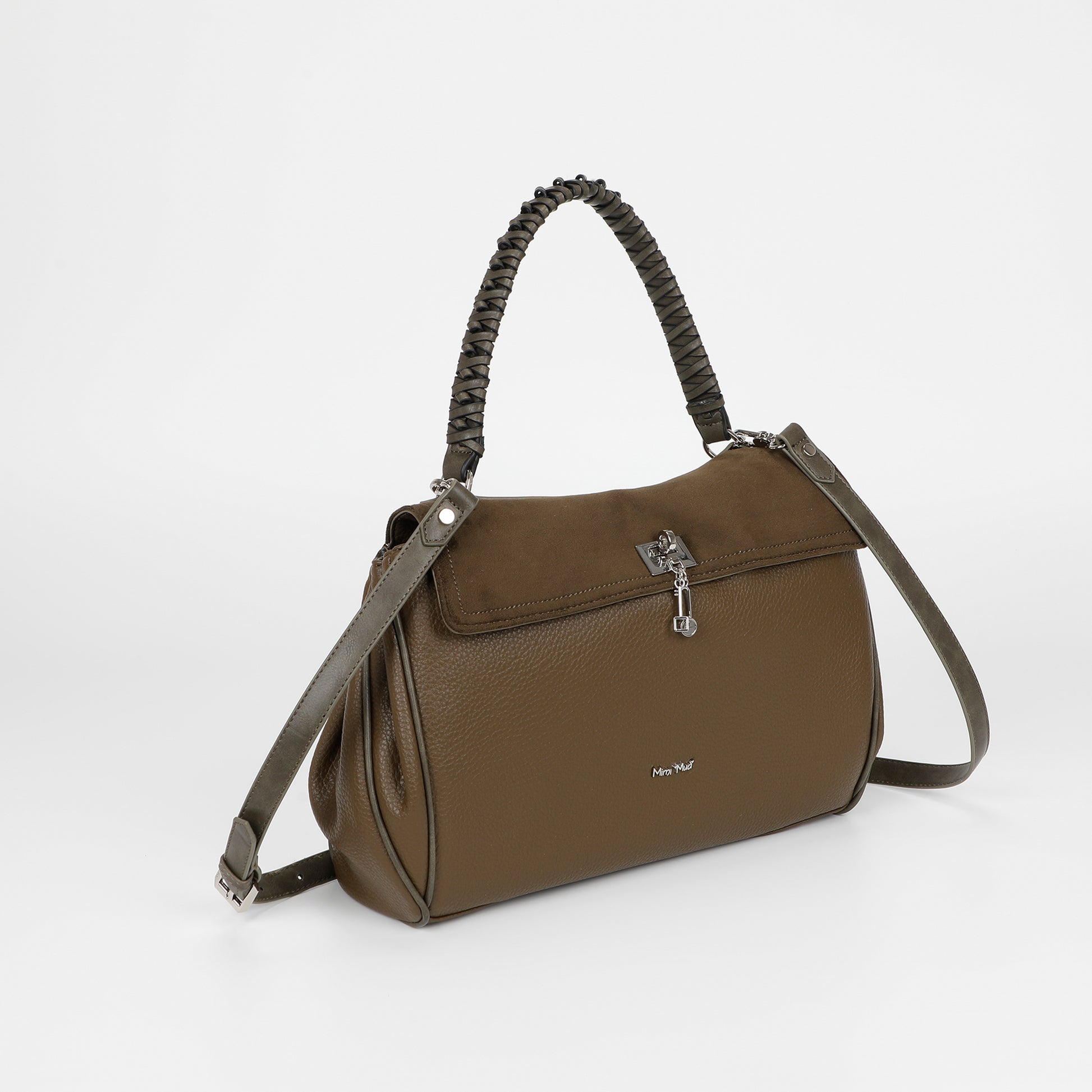 BORSA A SPALLA CON DETTAGLIO IN ECO SUEDE