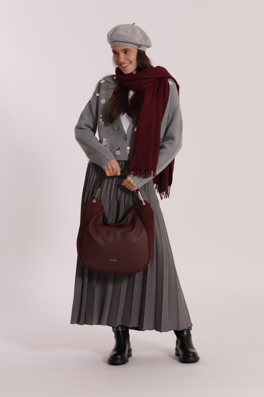 BORSA A SACCA CON DETTAGLIO IN ECO SUEDE