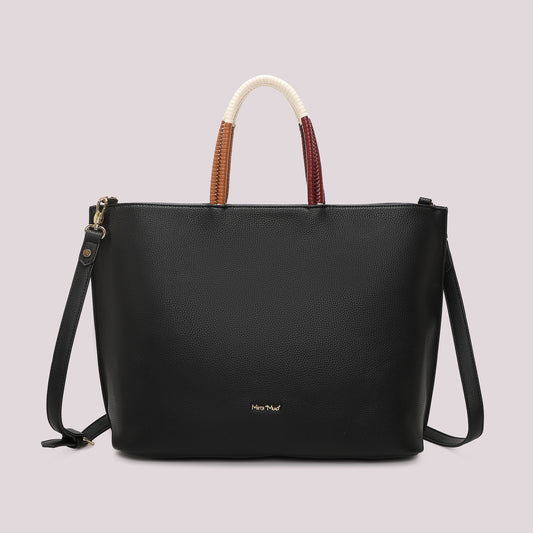 BORSA SHOPPING CON MANICO INTRECCIATO