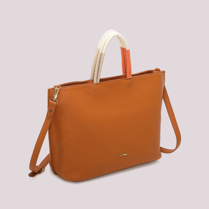 BORSA SHOPPING CON MANICO INTRECCIATO