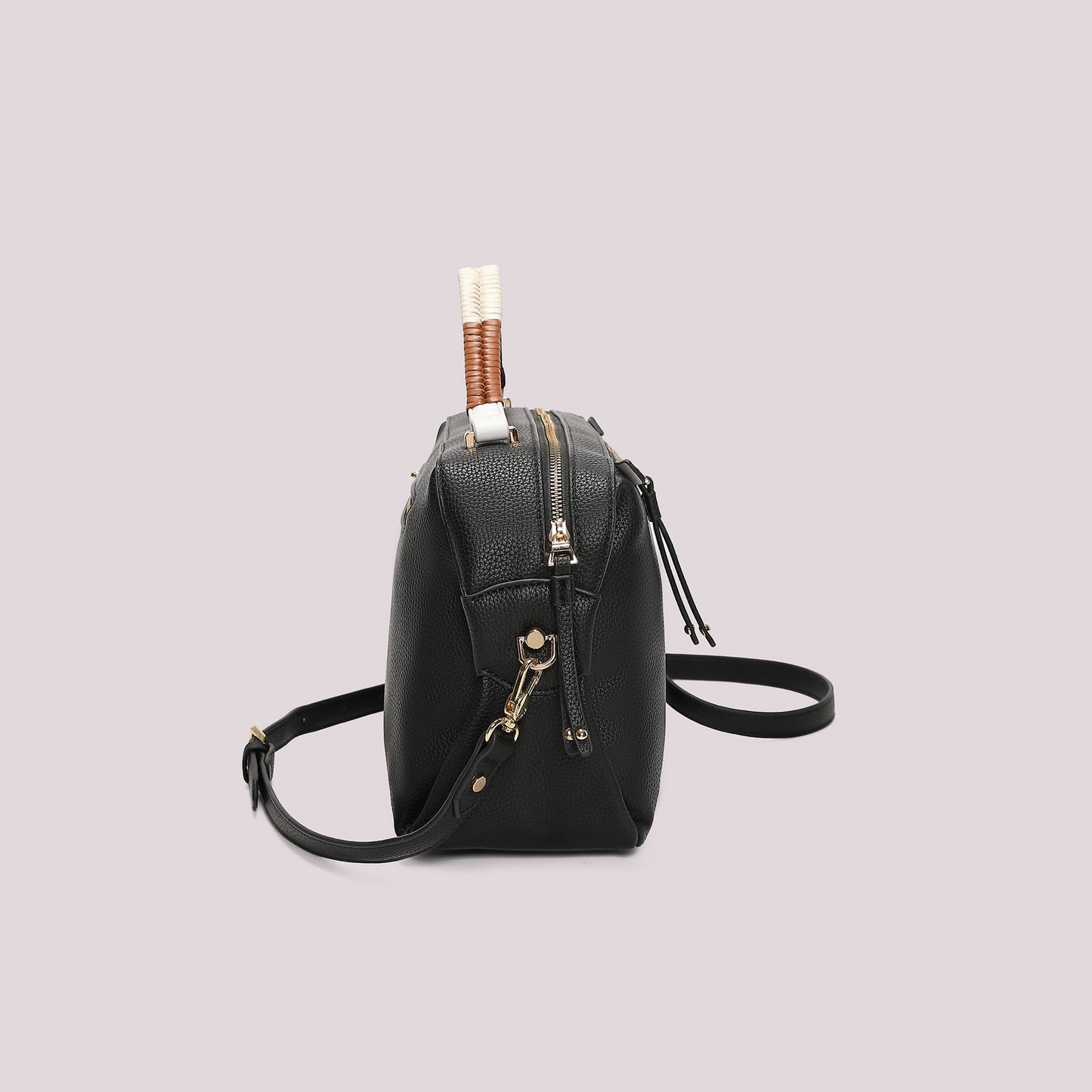 BORSA A BAULETTO CON MANICO INTRECCIATO