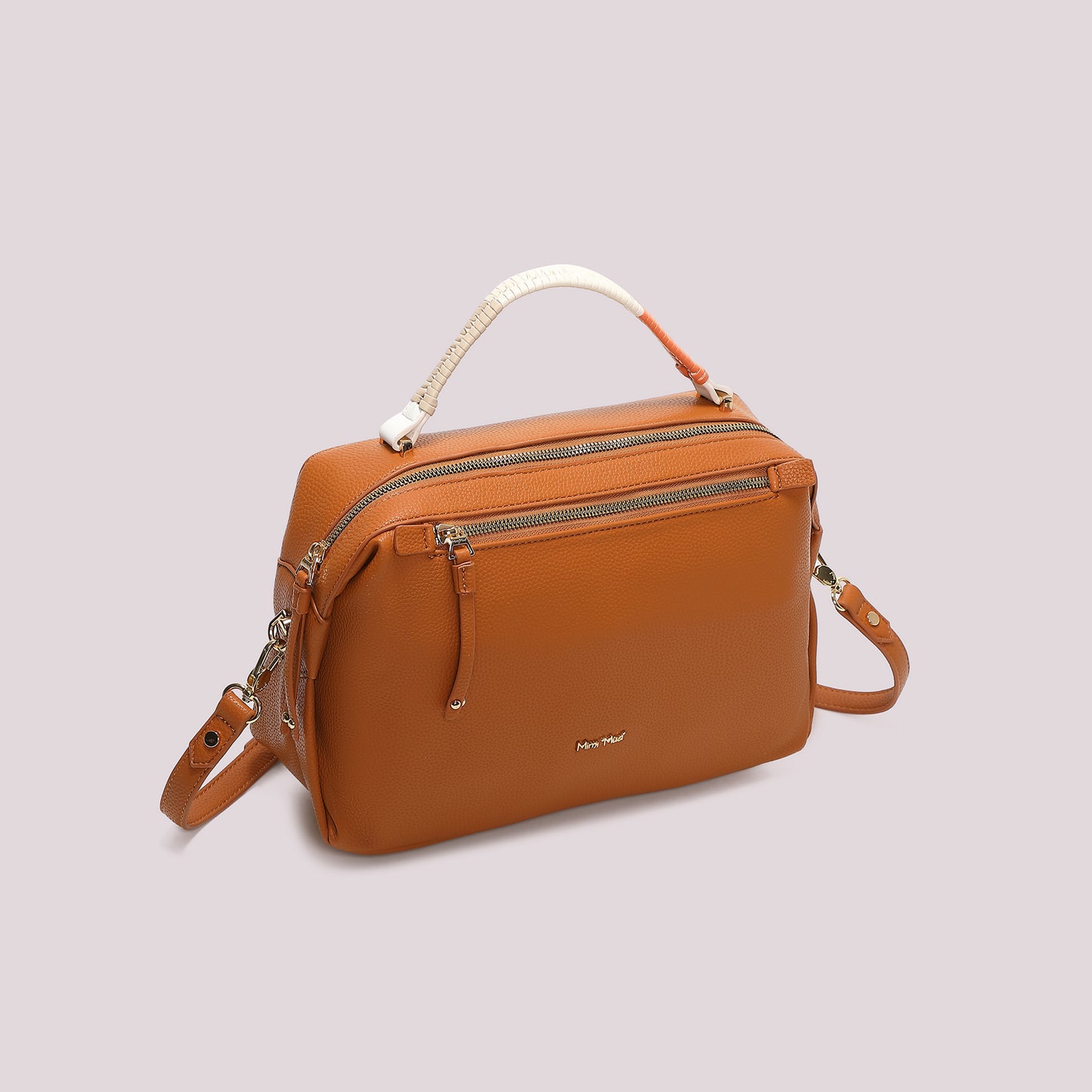 BORSA A BAULETTO CON MANICO INTRECCIATO