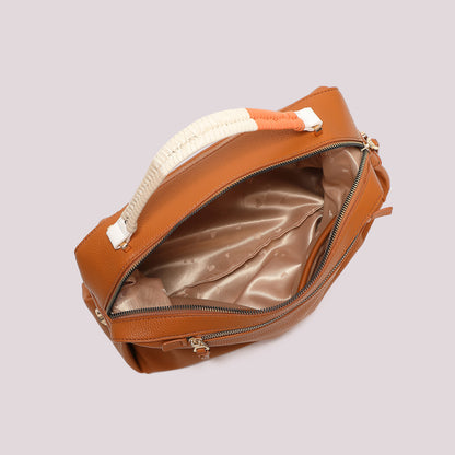 BORSA A BAULETTO CON MANICO INTRECCIATO