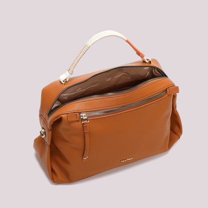 BORSA A BAULETTO CON MANICO INTRECCIATO